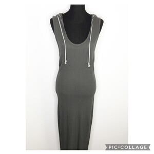 R&R Surplus charcoal gray hooded thermal tank maxi dress size Medium NWT